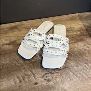 Nine West White Studded Sandals